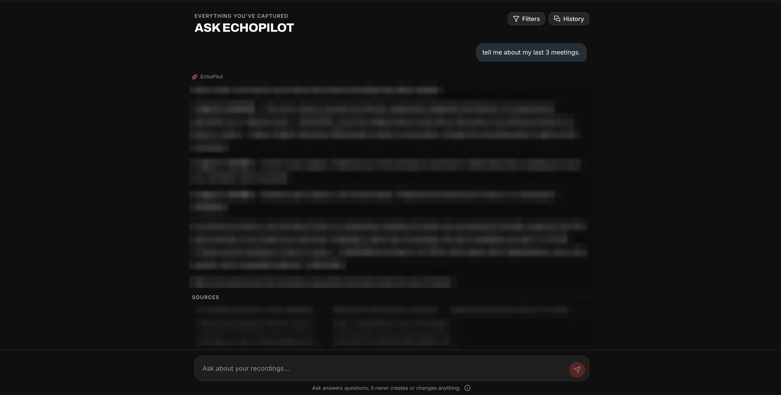 Ask on the web, an answered question with its sources listed